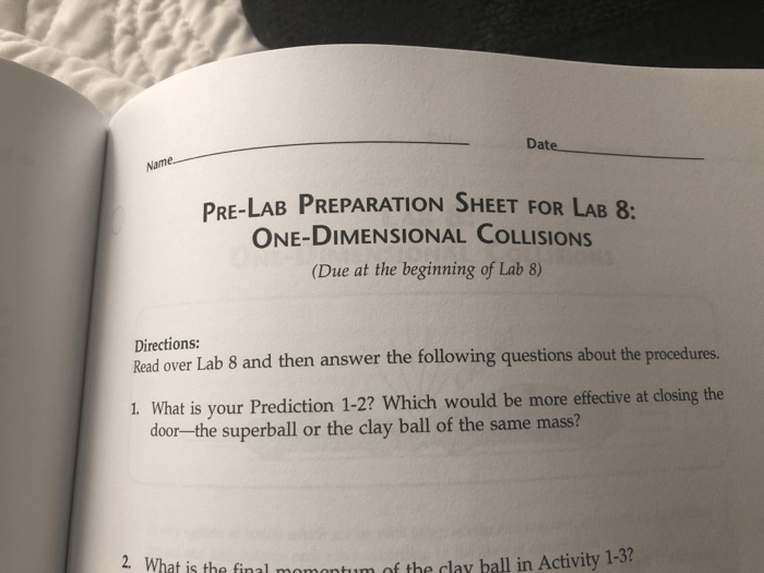 Pre lab preparation sheet for lab 2 changing motion answers